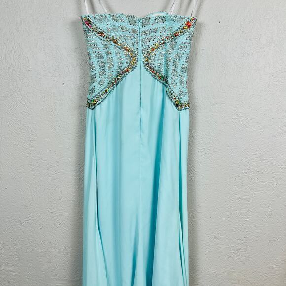 Tony Bowls Formal Gown Evening Dress Mint Teal Strapless Sweetheart Jewel 2 - Picture 5 of 11